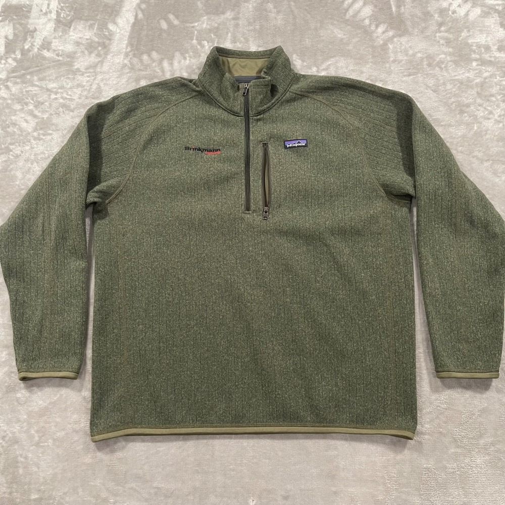 Patagonia Better Sweater Mens XL Green Rib Knit 1/4 Zip Outdoors Hiking Fleece